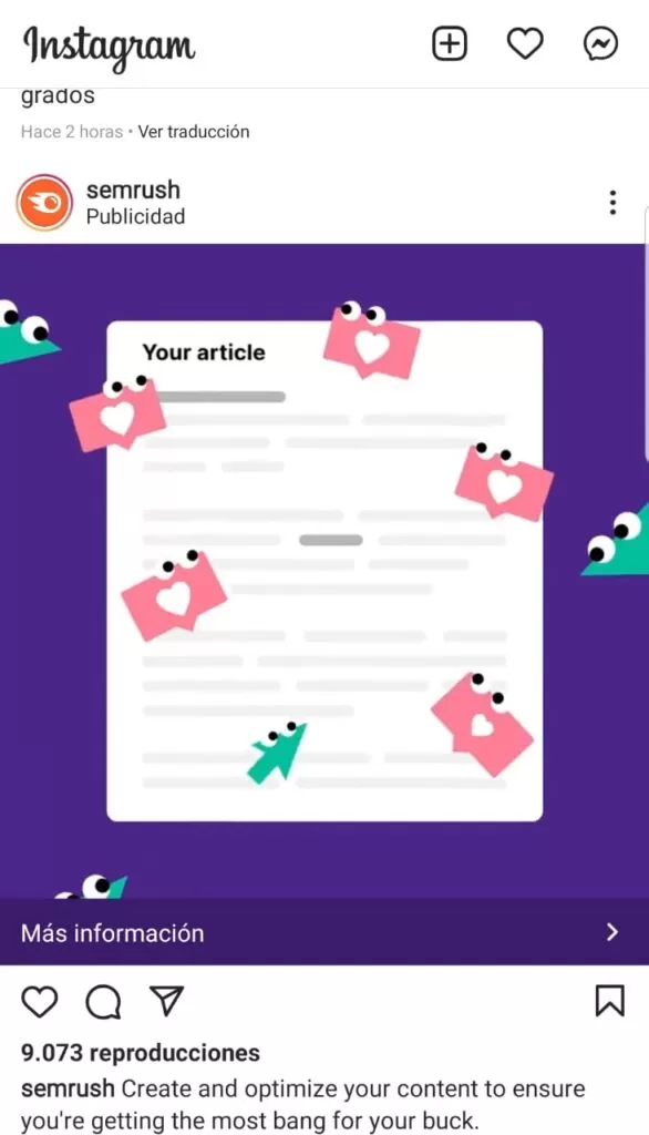 Ejemplo de anuncio en instagram