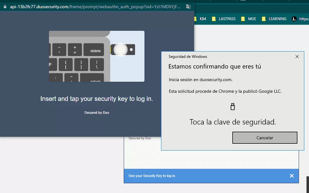 Solicitud Fido2 - Tocar passkey